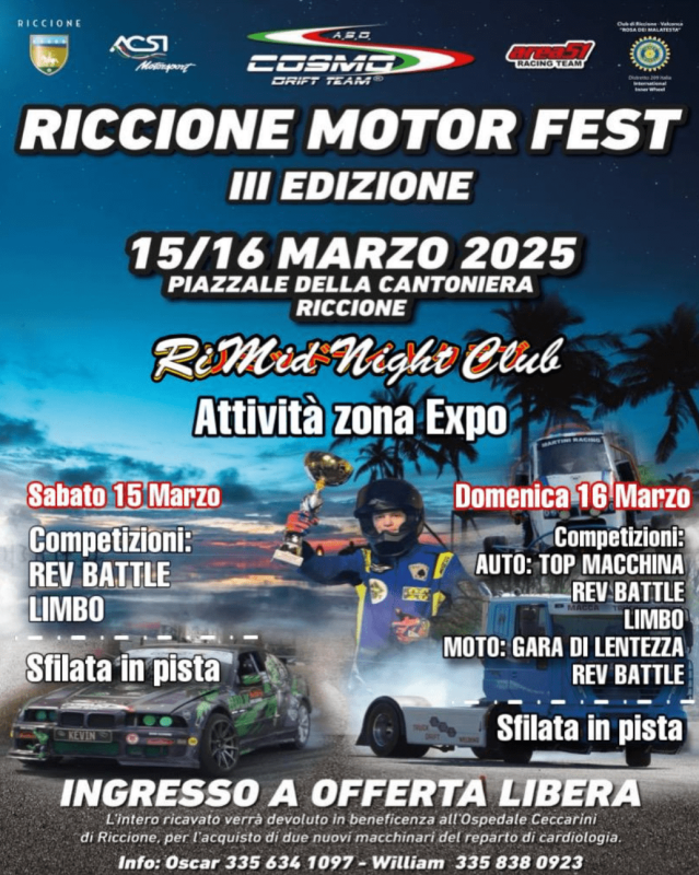 Riccione Motor Fest 2025: motori, spettacolo e beneficenza